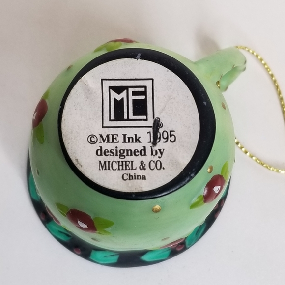 ME INK 1995 Mary Engelbreit Embossed Floral Tea Cup Coffee Cup Mug Ornament - Picture 7 of 9